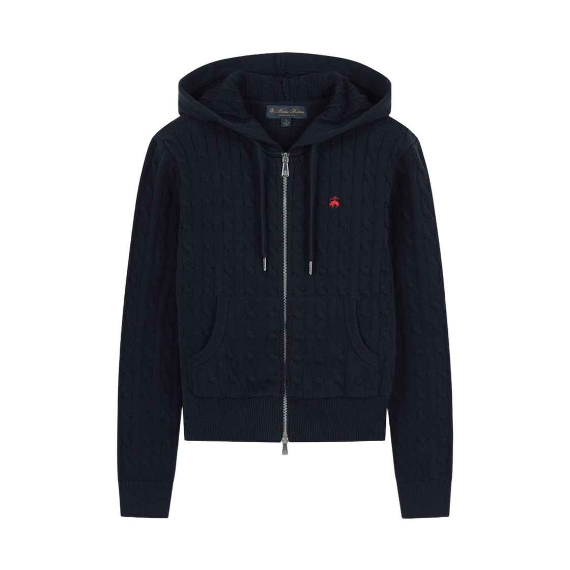BBWZWBG104RGS BrooksBrothers Women's Cotton Cable Hooded Sweater Dark Navy