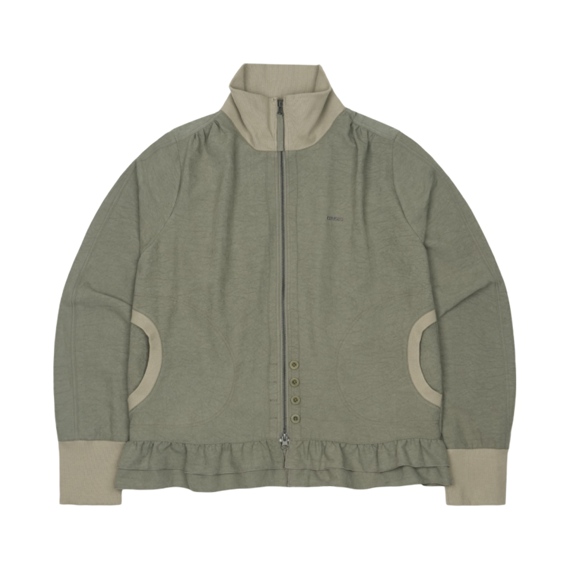 코이세이오 톤 믹스 셔링 헴 자켓 라이트 그린(COYSEIO Tone-Mix Shirring Hem Jacket Light Green)