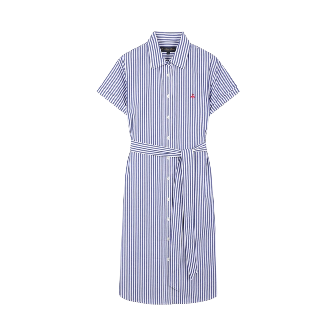 브룩스브라더스 여성 벨티드 반팔 셔츠 원피스 스트라이프 멀티(BrooksBrothers Women's Belted Short Sleeve Shirt Dress Stripe Multi) - 1