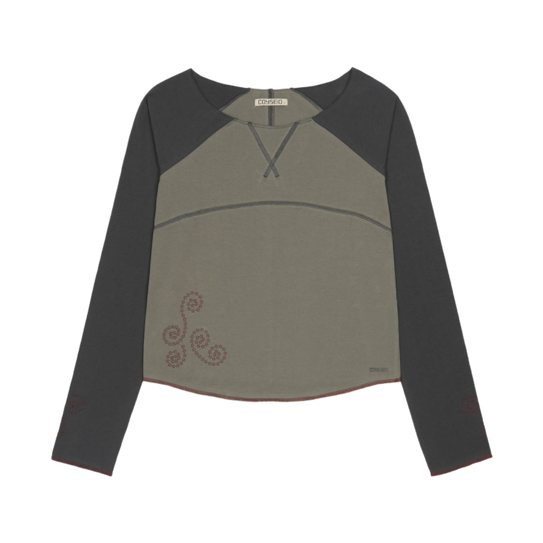 코이세이오 컷오프 래글런 롱슬리브 차콜(COYSEIO Cut-Off Raglan Long Sleeve Charcoal) - 1