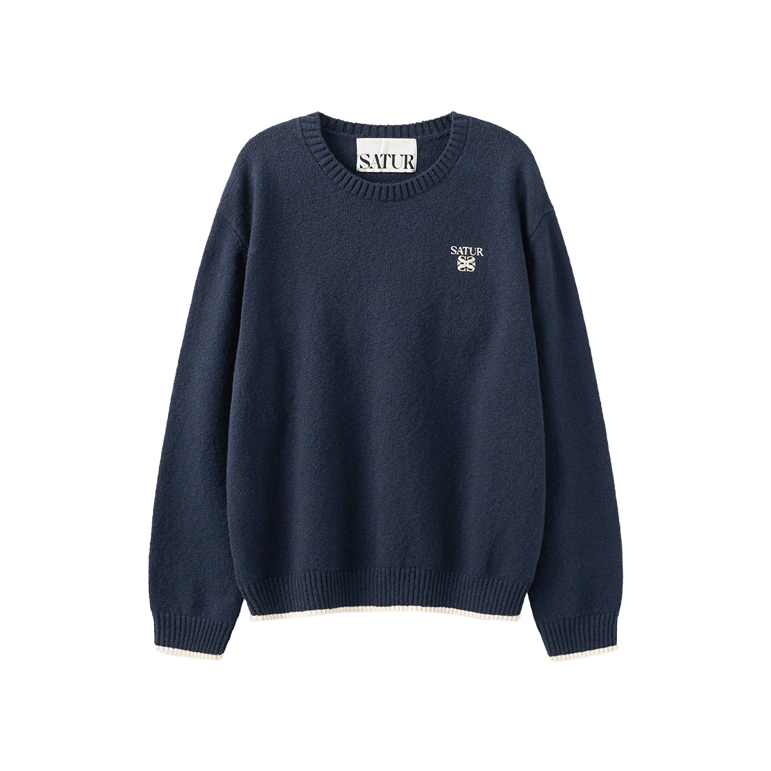SA263UKT03NVY0 SATUR Boucle Crewneck Knit Navy