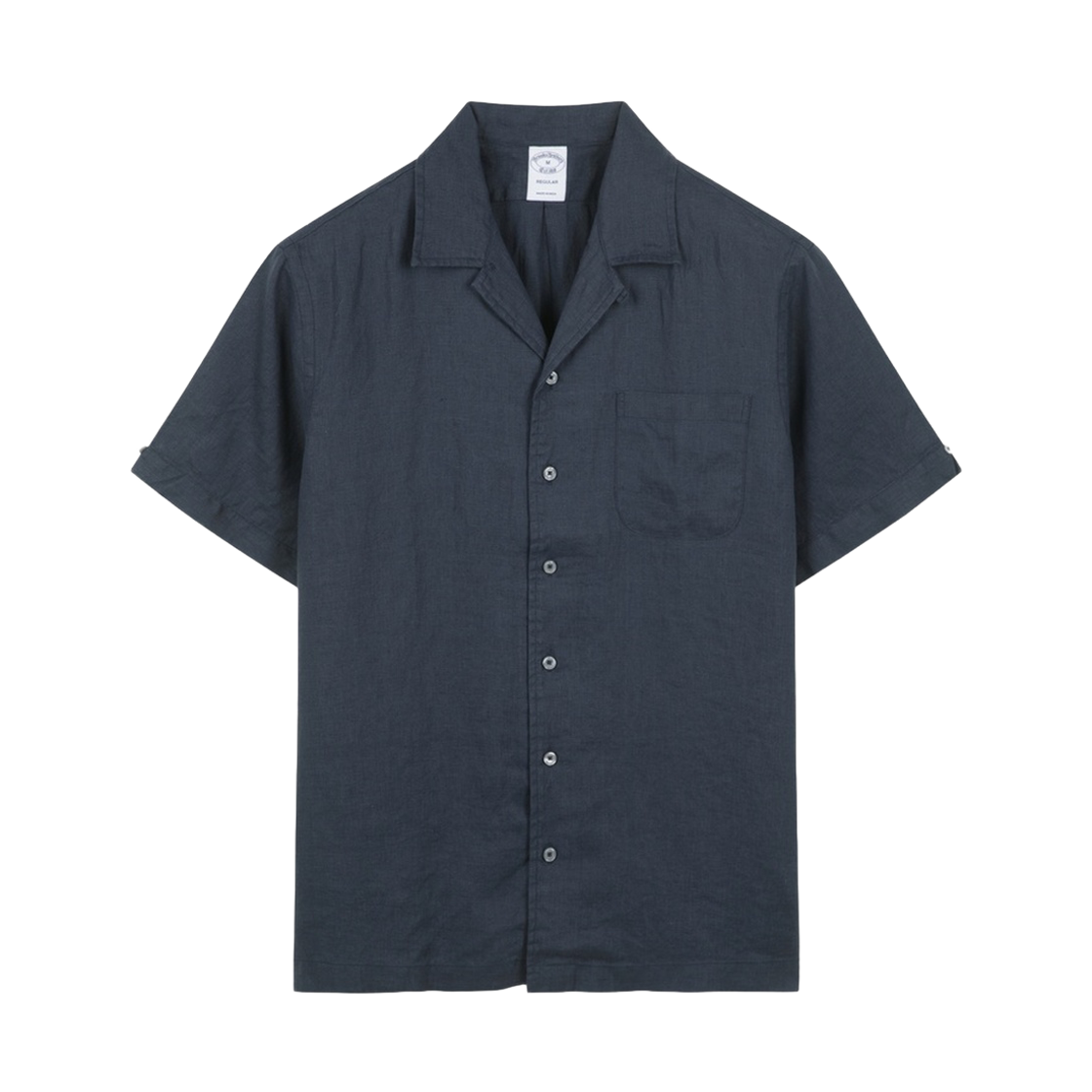 BBTPMM6396QGM BrooksBrothers Baird McNutt Irish Linen Camp Shirt Navy
