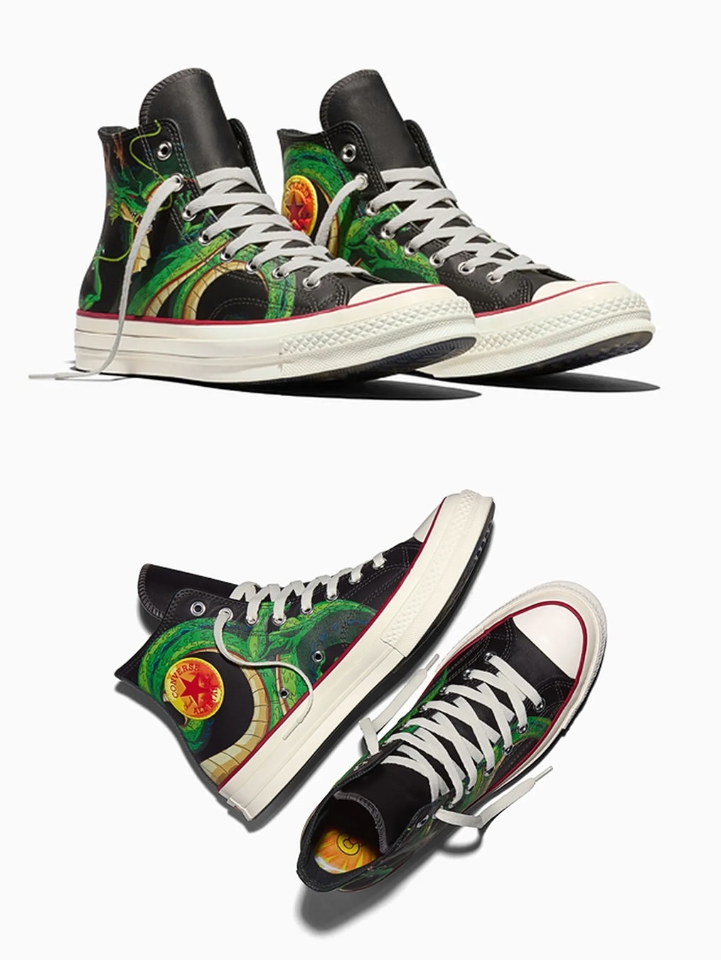 Converse x Dragon Ball Z Chuck Taylor All Star Goku Exuberance Poseidon, Converse x Dragon Ball Z Chuck 70 Shenron Black Cyber Yellow 착용 스타일 - 4