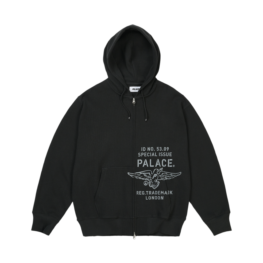 - Palace Dove Stamp Waffle Zip Hood Black - 26FW