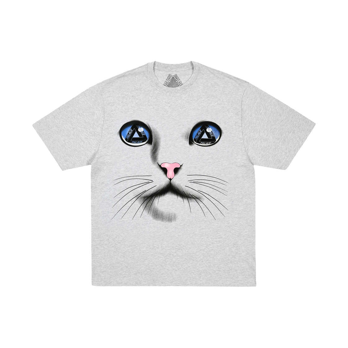 - Palace Cat Face T-Shirt Grey Marl - 26FW