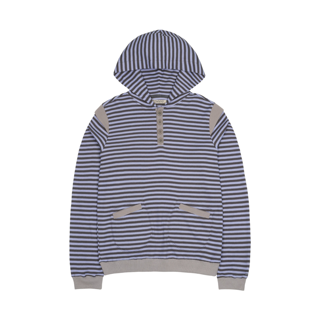 CY26FWTOHD002 COYSEIO Striped Flared Sleeve Hoodie Ash Blue