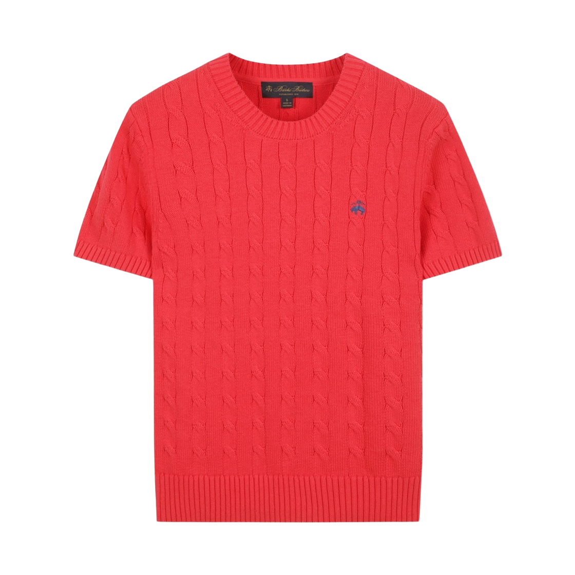 BBWRWBZ201DGA BrooksBrothers Women's Cotton Cable Pullover Short Sleeve Red