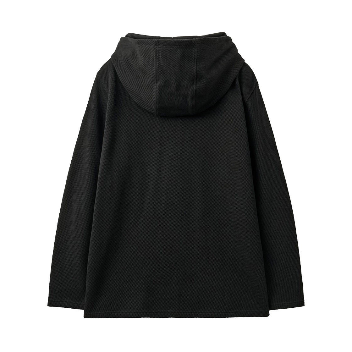 세터 와플 버튼업 후드 티셔츠 블랙(SATUR Waffle Button-Up Hoodie Black) - 2