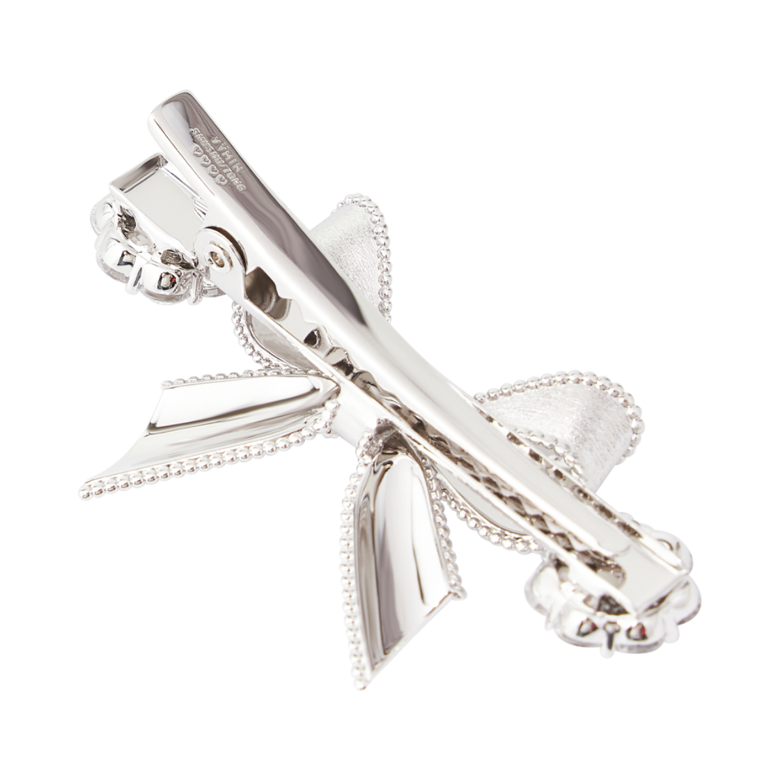 위민 x 슈슈통 쇼트 보우노트 젬스톤 헤어 클립 실버 - 26FW(Yvmin x Shushu/Tong Short Bowknot Gemstone Hair Clip Silver - 26FW) - 5