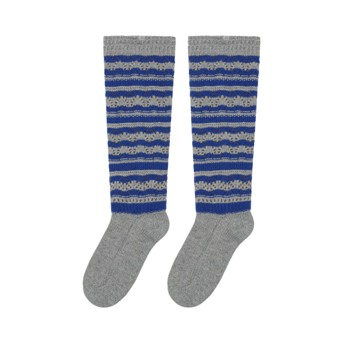 코이세이오 스트라이프 모리 니삭스 멜란지 그레이(COYSEIO Striped Mori Knee Socks Melange Grey)