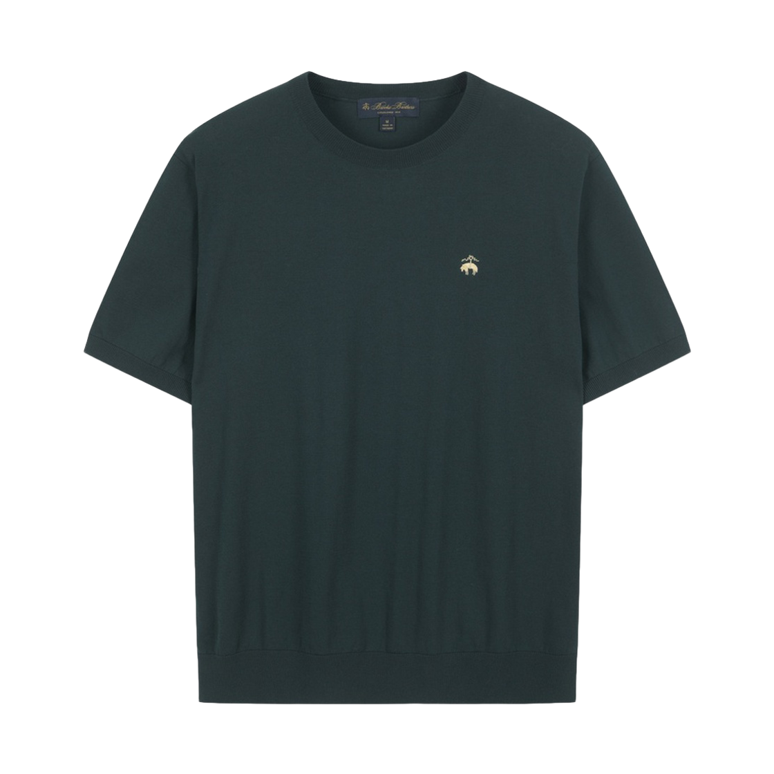 BBWRMBZ201JGA BrooksBrothers Cotton Crewneck Short Sleeve Sweater Dark Green