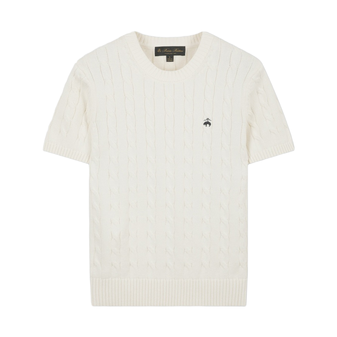 BBWRWBZ201AGA BrooksBrothers Women's Cotton Cable Pullover Short Sleeve White