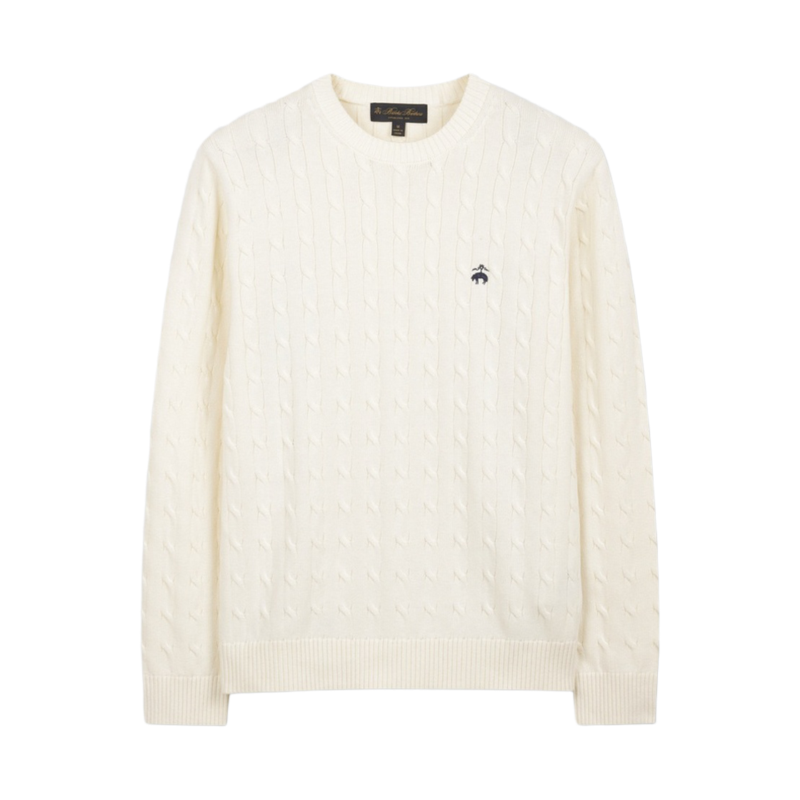 BBWRMBG102BGS BrooksBrothers Cotton Cable Crewneck Sweater Ivory