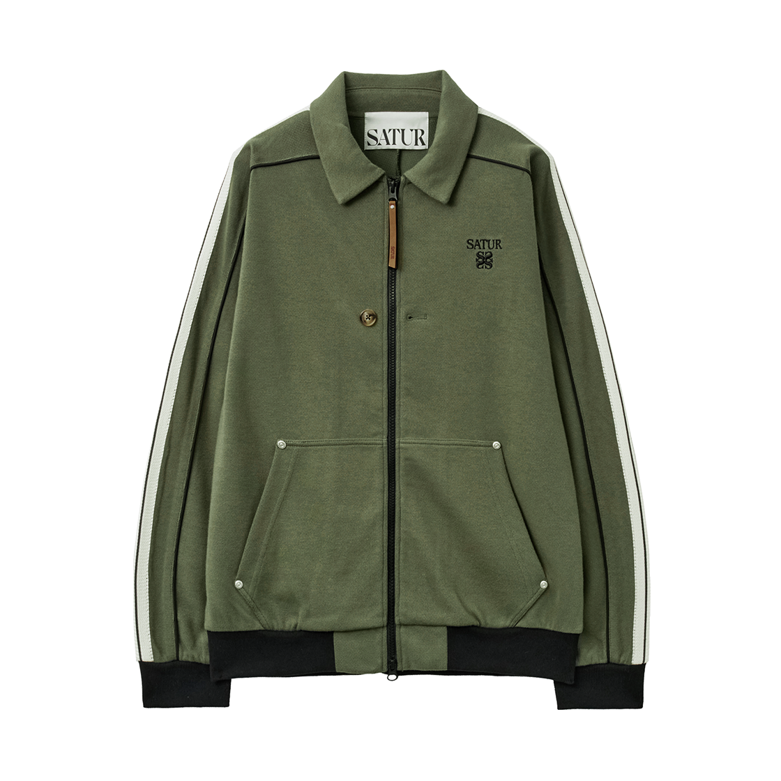 SA263UTJ11KHI0 SATUR Lawton Piping Collar Track Zip-up Jacket Khaki