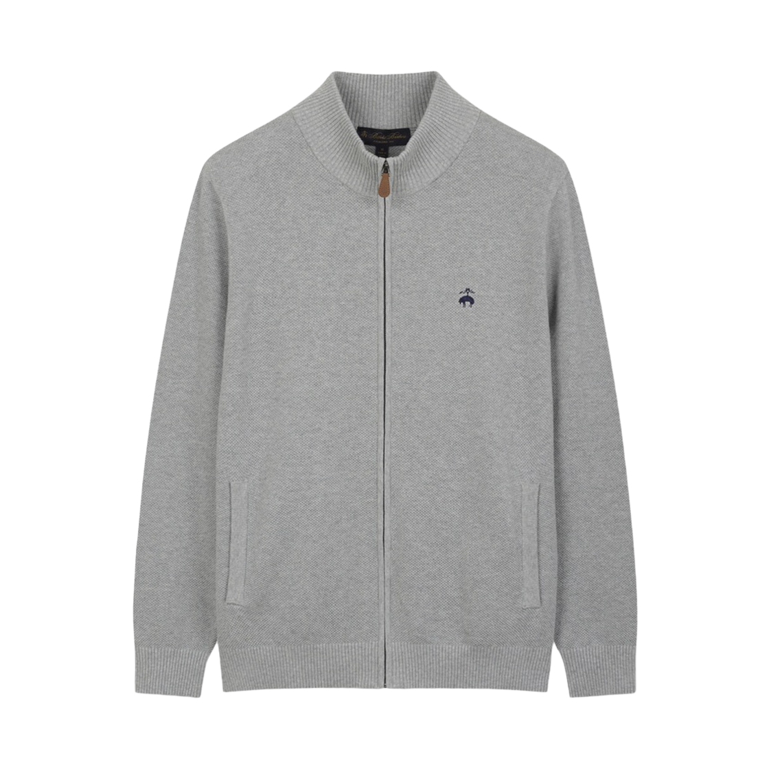 BBWZMBG103WGS BrooksBrothers Tuck Stitch Full Zip Sweater Grey