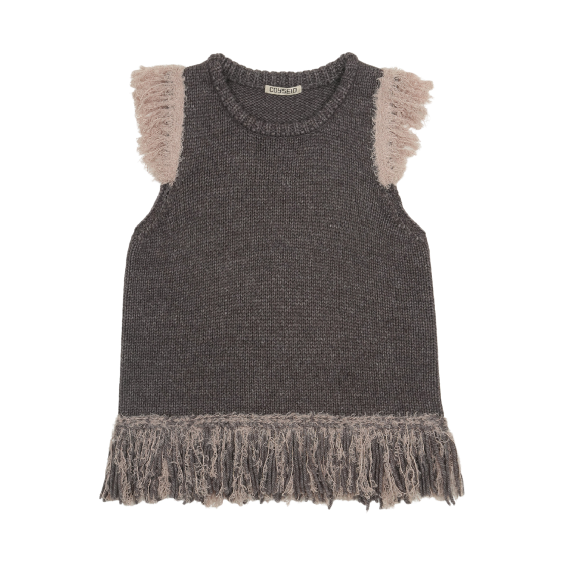 코이세이오 헤어리 슬리브리스 니트 애쉬 브라운(COYSEIO Hairy Sleeveless Knit Ash Brown)