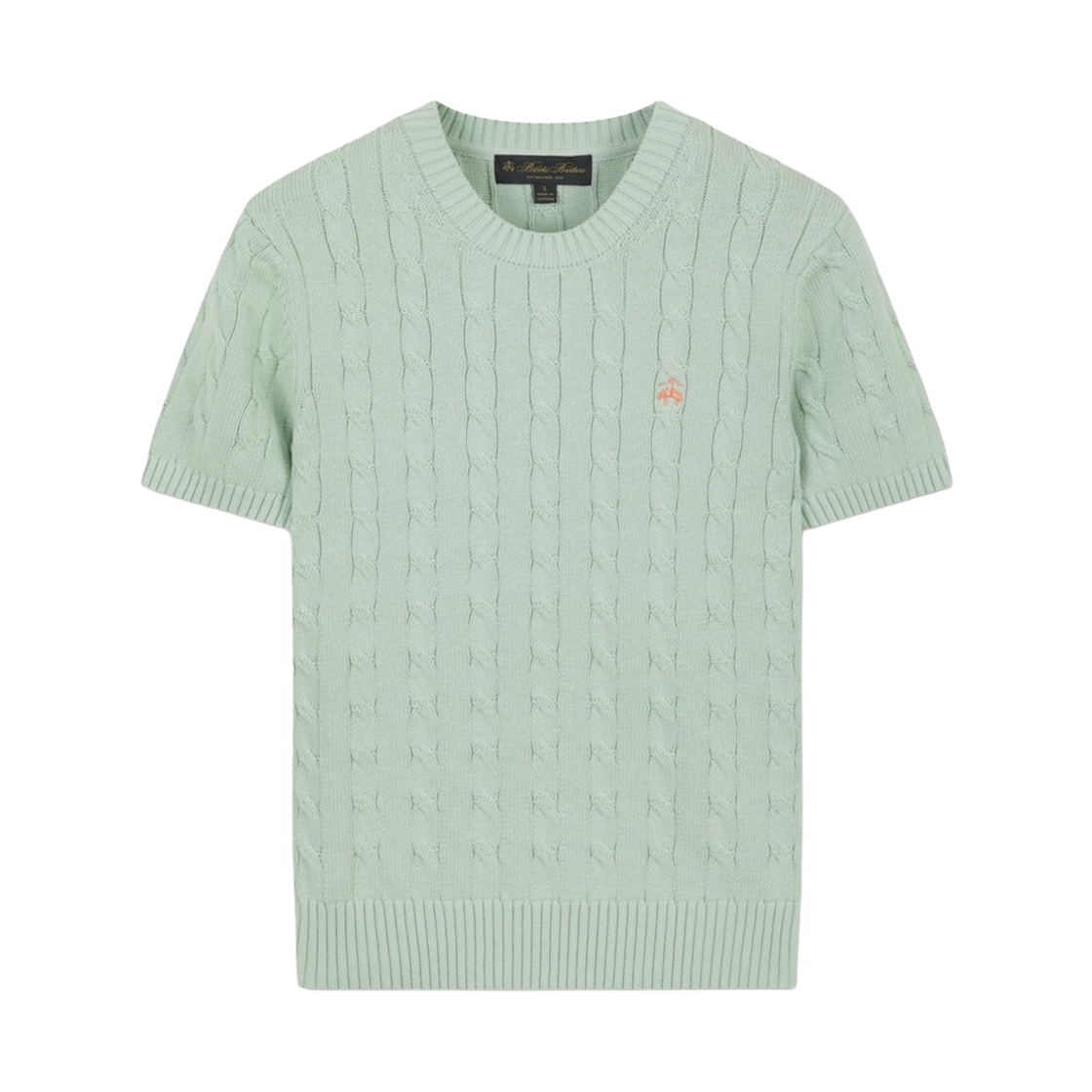 BBWRWBZ201MGA BrooksBrothers Women's Cotton Cable Pullover Short Sleeve Mint