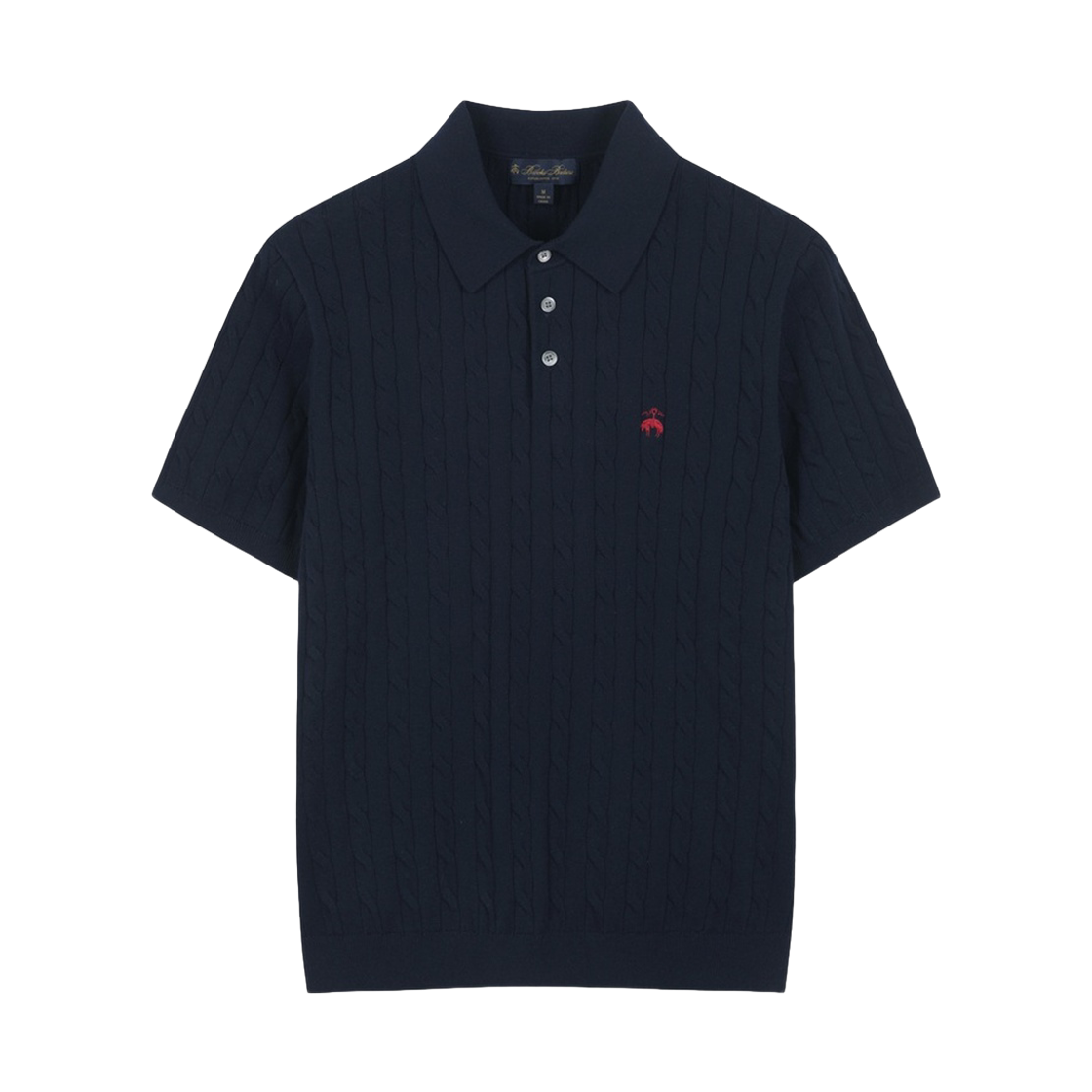 브룩스브라더스 온라인단독 코튼 케이블 폴로 반팔 스웨터 다크네이비(BrooksBrothers Online Exclusive Cotton Cable Polo Short Sleeve Sweater Dark Navy)