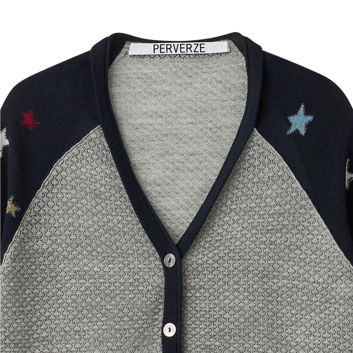 퍼버즈 우먼 스타 슬리브 레글런 니트 가디건 네이비 - 26FW(Perverze Women Star Sleeve Raglan Knit Cardigan Navy - 26FW) - 3