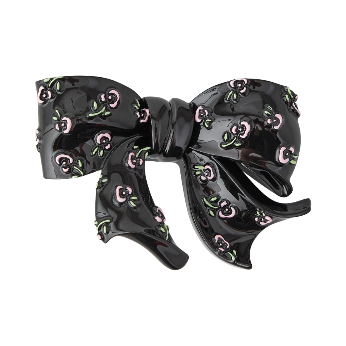 위민 플로럴 보우노트 레진 헤어 클립 블랙 - 26FW(Yvmin Floral Bowknot Resin Hair Clip Black - 26FW)