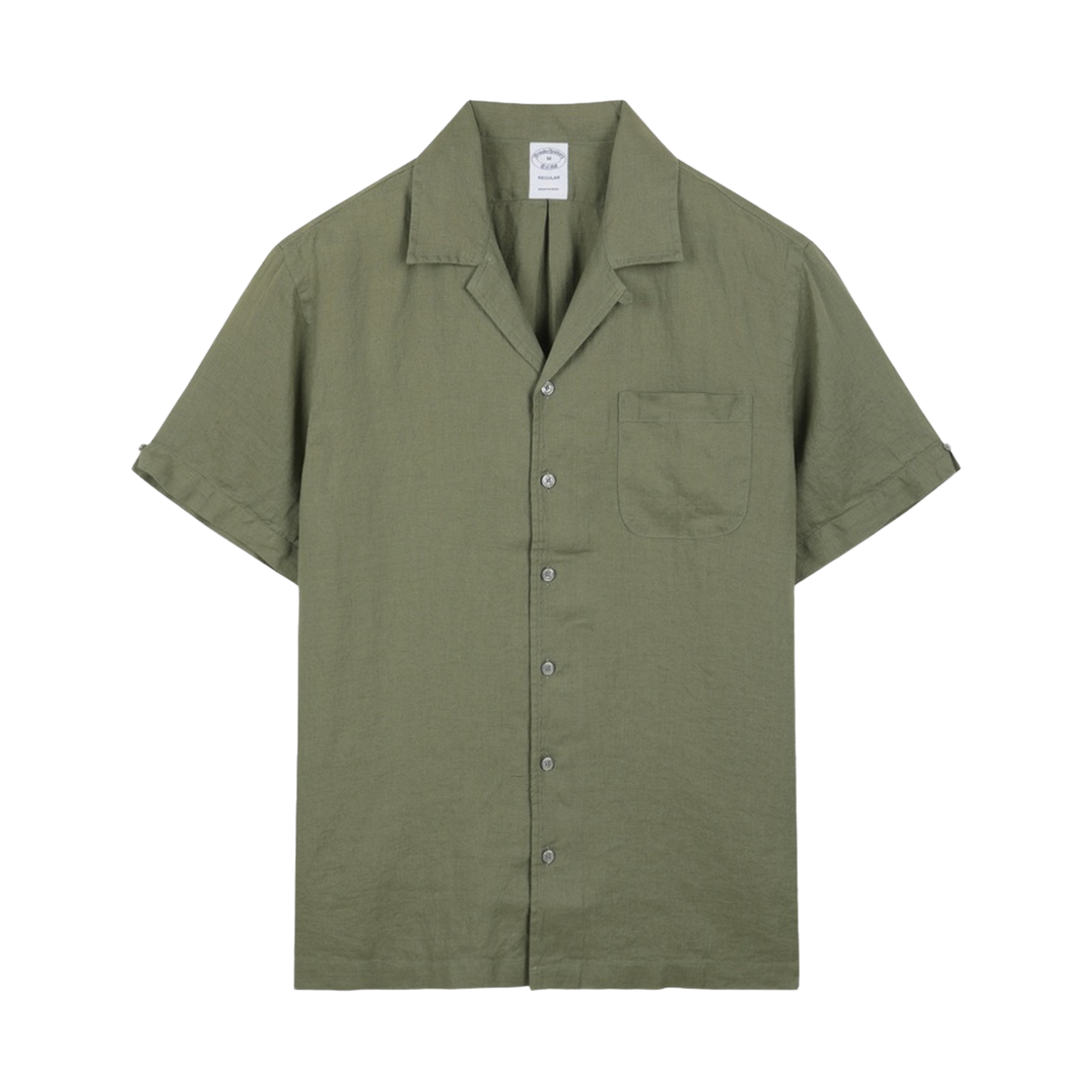 BBTPMM7872KGM BrooksBrothers Baird McNutt Irish Linen Camp Shirt Olive