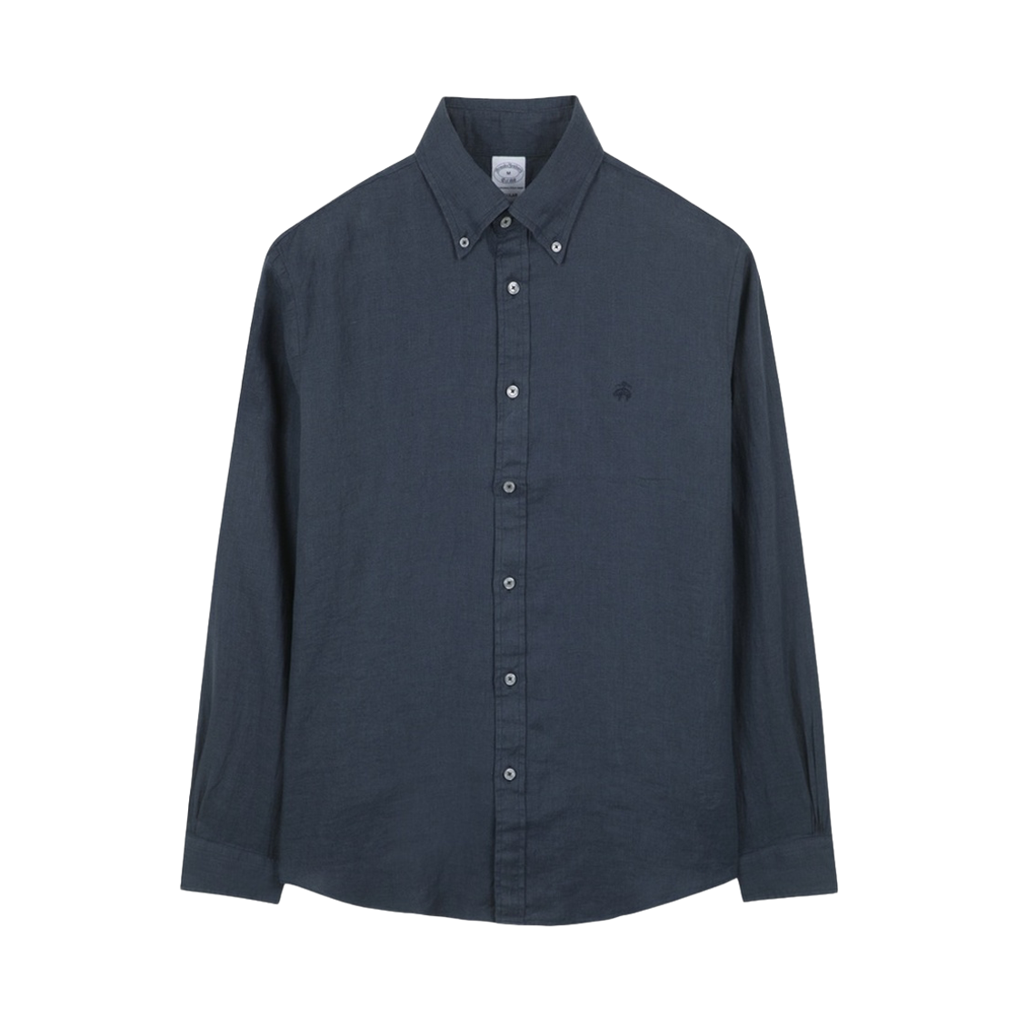 BBTHMM1561QGM BrooksBrothers Baird McNutt Irish Linen Logo Shirt Navy