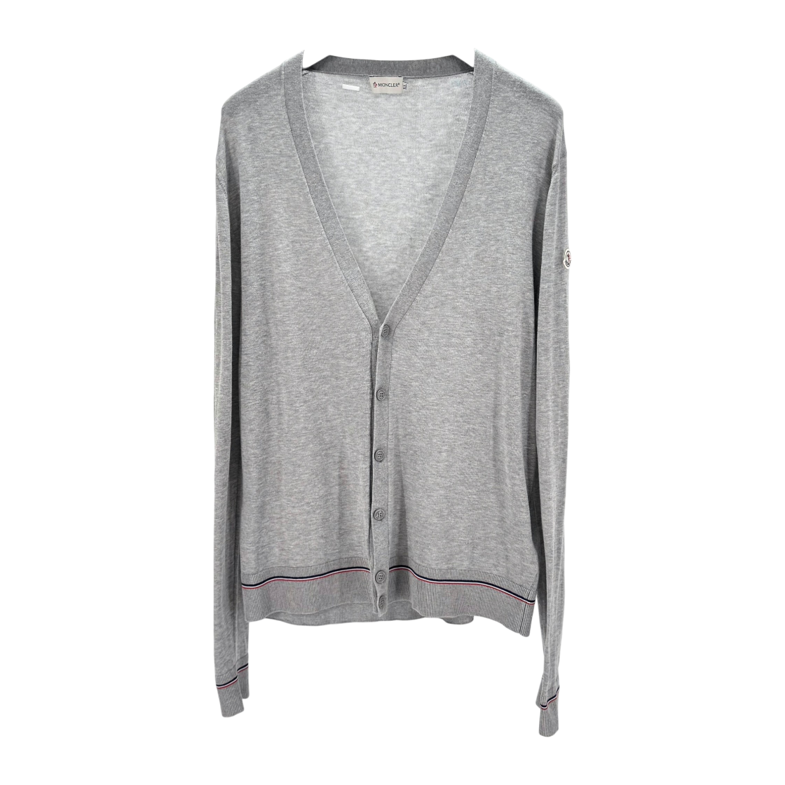 ITIBIAPNJOO3 Moncler Logo Patch V-Neck Cardigan Gray