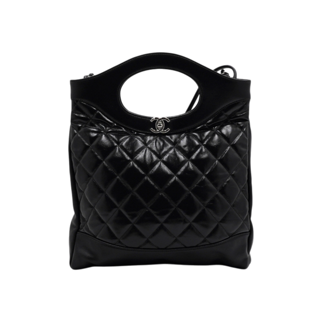 ITDVV9LTQM6T Chanel Black Calfskin 31 Bag Top Handle Tote Bag