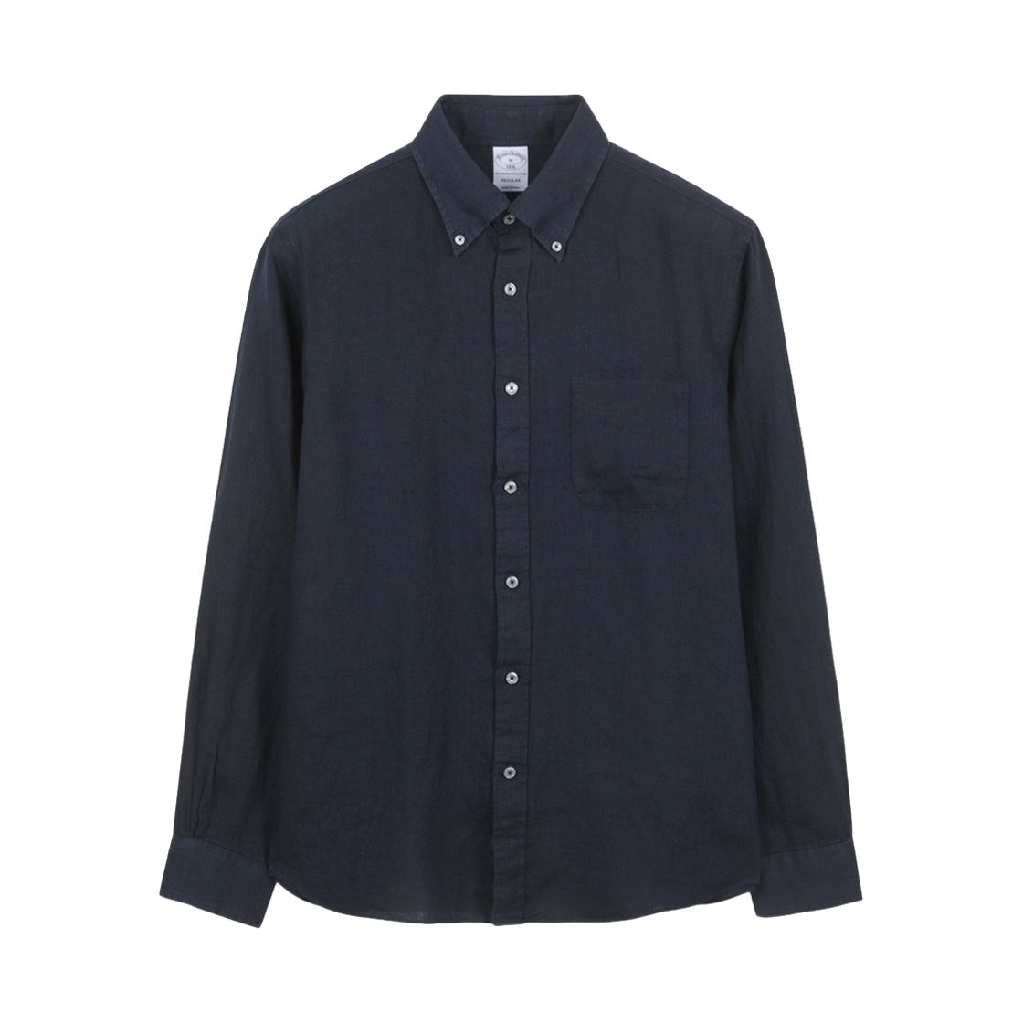 BBTHMF0029QGM BrooksBrothers Linen Solid Shirt Navy