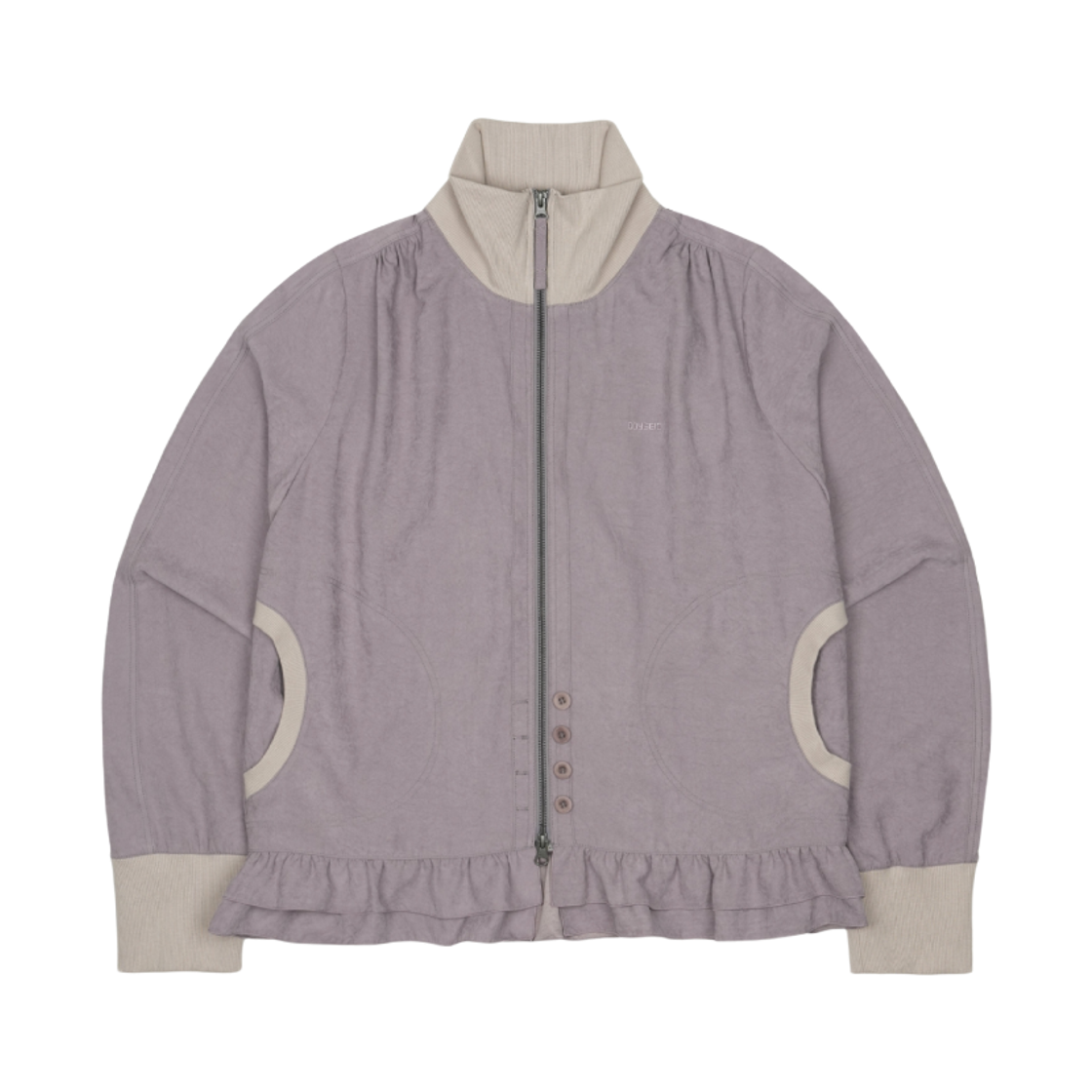 코이세이오 톤 믹스 셔링 헴 자켓 애쉬 핑크(COYSEIO Tone-Mix Shirring Hem Jacket Ash Pink) - 1