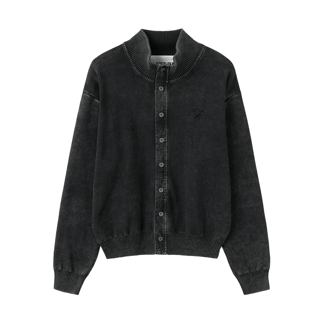 세터 피그먼트 하이넥 가디건 차콜(SATUR Pigment High Neck Cardigan Charcoal)