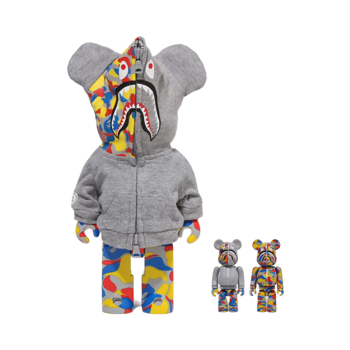 - Bearbrick Medicom Toy x BAPE 30th Anniv. Shark Hoodie 100%&400% Multi
