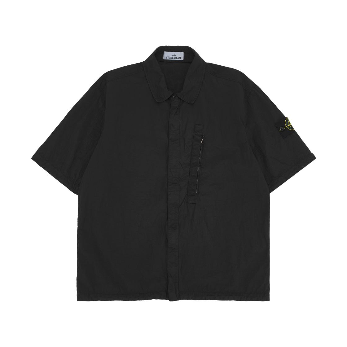L1S1512000-28S0019-V0029 Stone Island 1200028 Nylon Metal In Econyl Comfort-Fit Short-Sleeve Shirt with Zip Black - 26SS