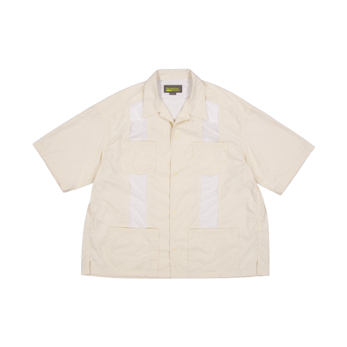 HM25SS-SH01 humorous account Guayabera Half Shirt Ecru