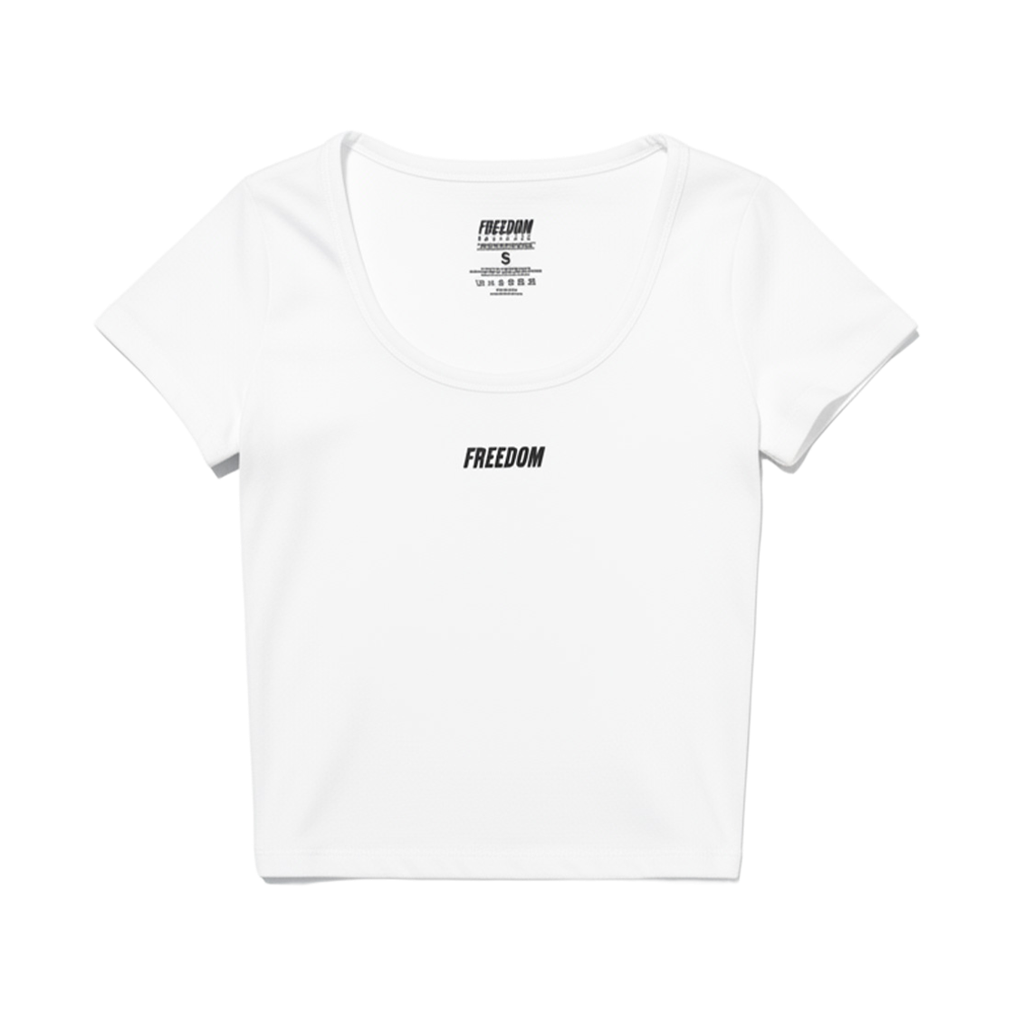 프리덤 스몰로고 U넥 크롭 숏 슬리브 화이트(FREEDOM Small Logo U-Neck Crop Short Sleeve White) - 1