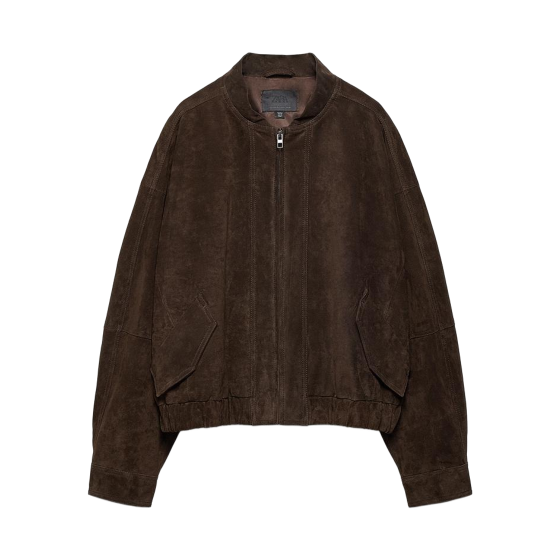 4341/873/753 (W) Zara 100% Suede Leather Bomber Jacket Chocolate Brown
