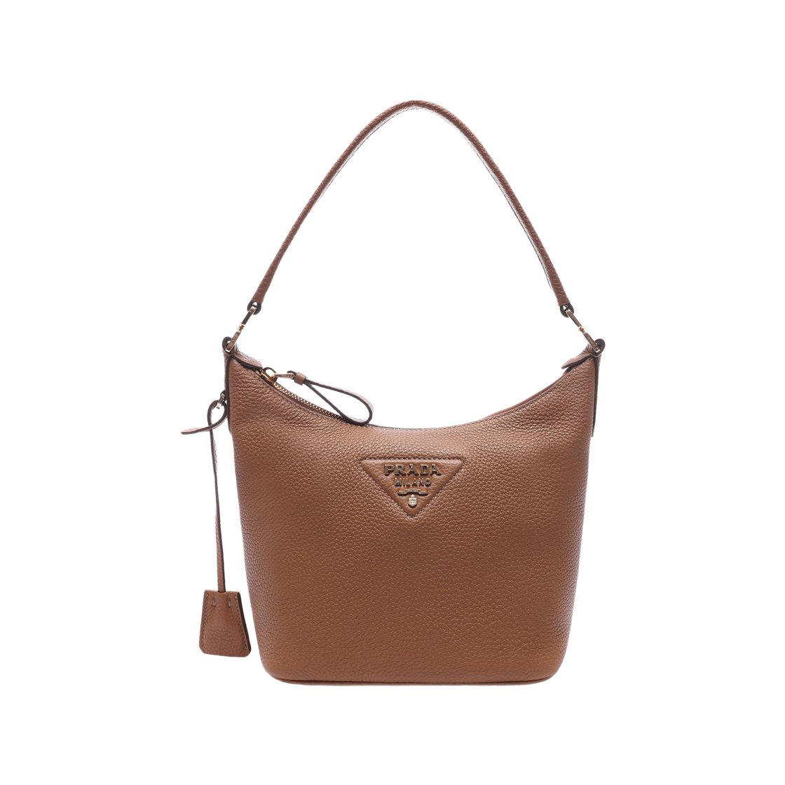 1BC278-2DKV-F03CW Prada Vitello Triangle Logo Shoulder Bag Brown
