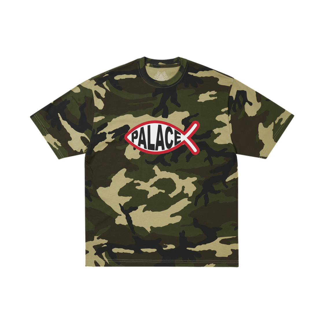 - Palace Plaice T-Shirt Woodland Camo - 26FW
