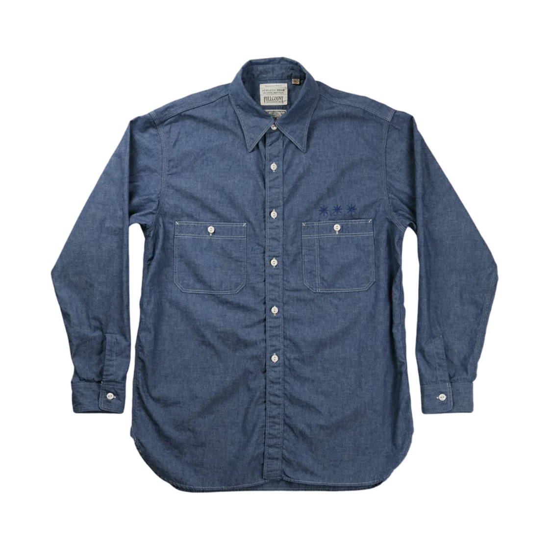 풀카운트 x GDC Gfc4001 트리플 스티치 샴브레이 셔츠 인디고(Fullcount x GDC Gfc4001 Triple Stitch Chambray Shirt Indigo)