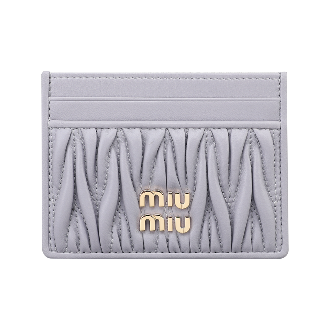 5MC076 AFPP F0230 [25% 쿠폰] Miu Miu Matelasse Nappa Leather Card Holder Wisteria