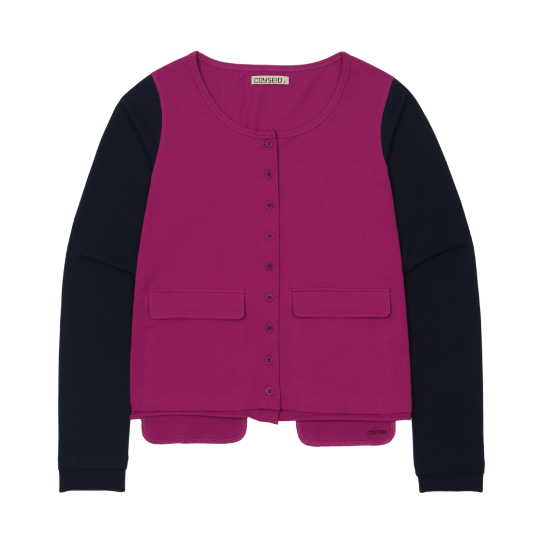 CY26FWOTCD003 COYSEIO Button-Up Deep Neck Cardigan Magenta
