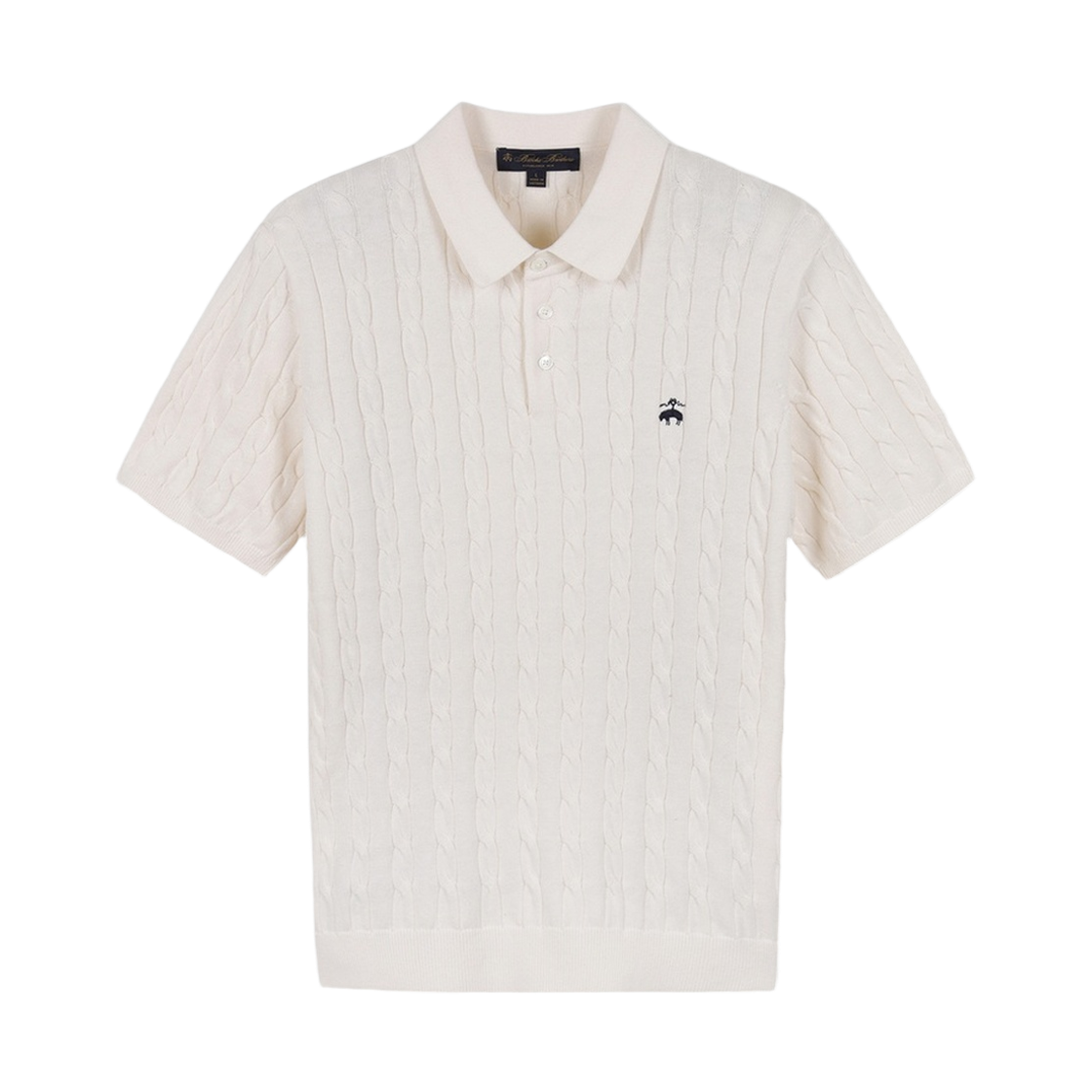브룩스브라더스 온라인단독 코튼 케이블 폴로 반팔 스웨터 화이트(BrooksBrothers Online Exclusive Cotton Cable Polo Short Sleeve Sweater White)