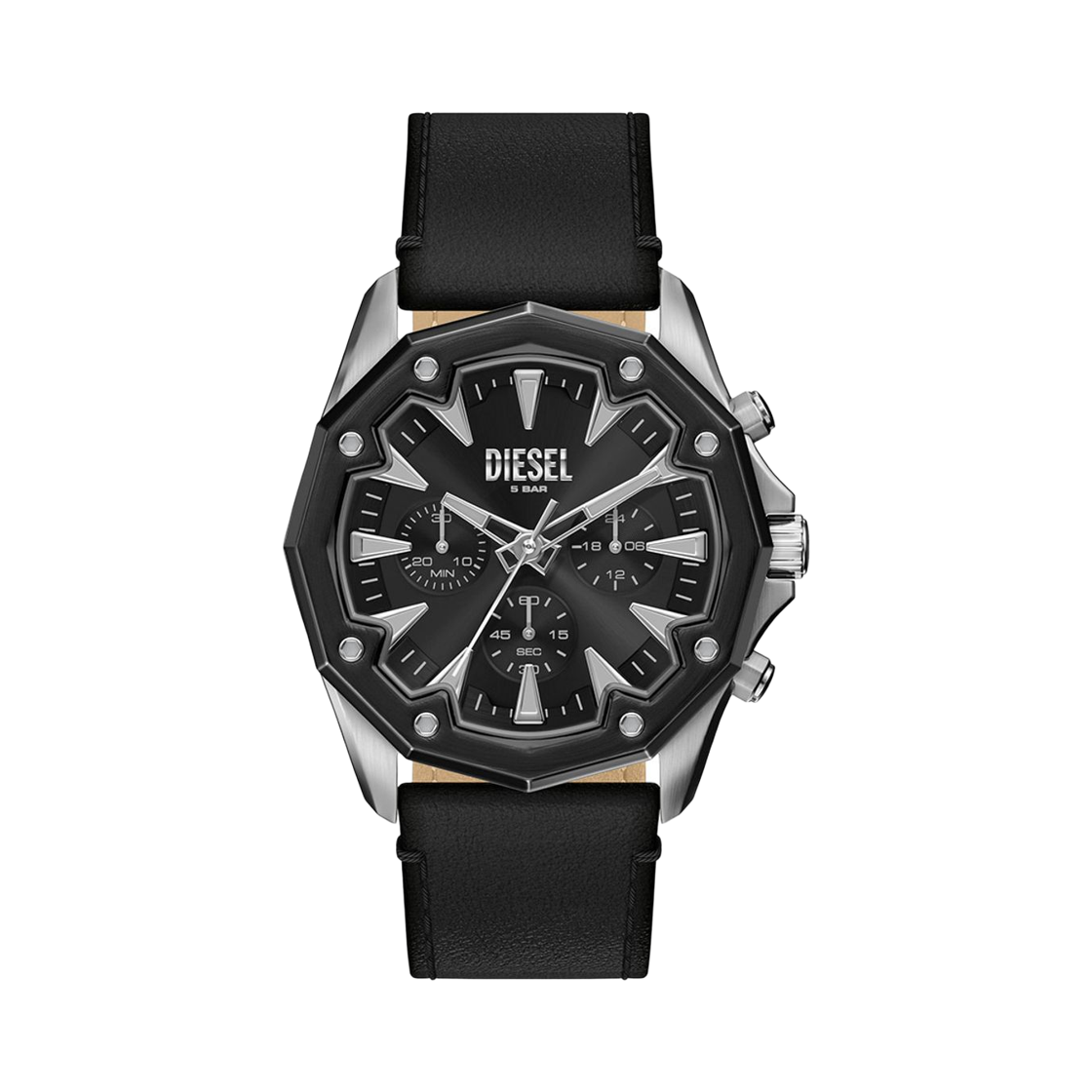 디젤 Dz4710 스팅어 크로노그래프 쿼츠 46mm 레더 블랙(Diesel Dz4710 Stinger Chronograph Quartz 46mm Leather Black)