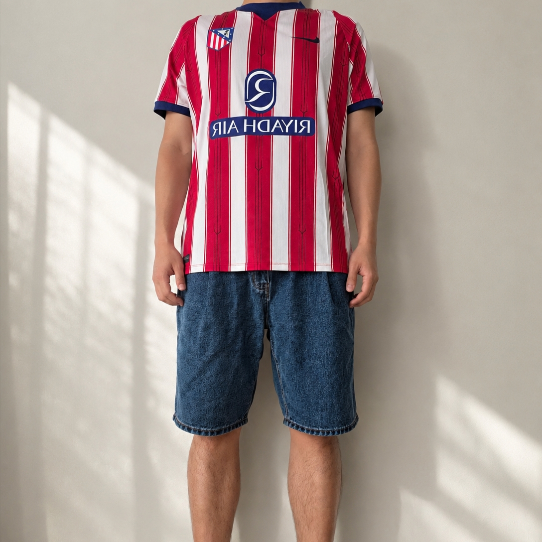 Nike Atletico Madrid 2026/27 Stadium Home Dri-Fit Replica Jersey White University Red (II1893-101) (Non Marking Ver.) 착용 스타일 - 1