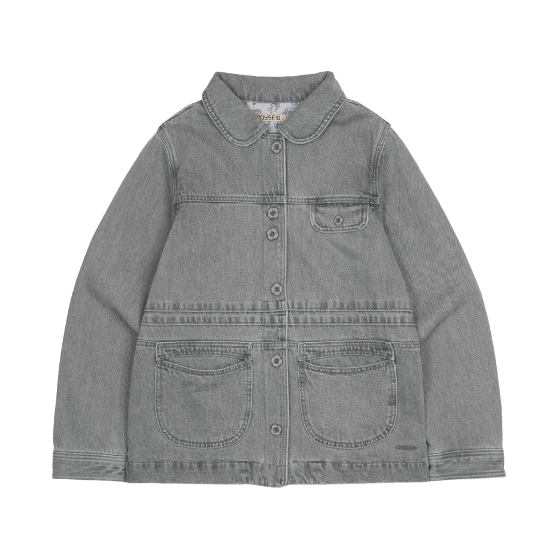 코이세이오 에이지드 미디 데님 재킷 그레이(COYSEIO Aged Midi Denim Jacket Grey)