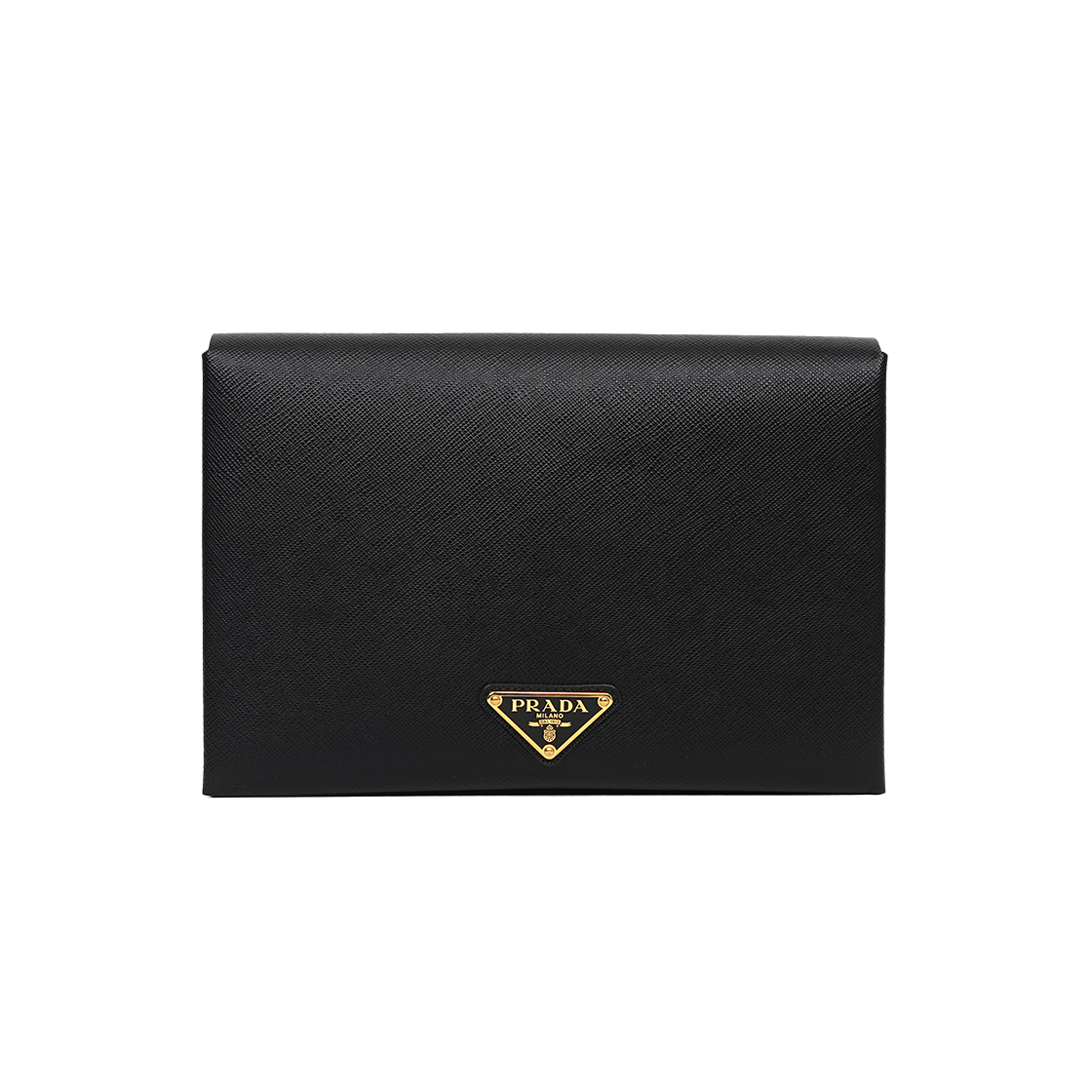IT4JOKI7TR8J Prada Saffiano Triangle Logo Document Clutch 1MD005