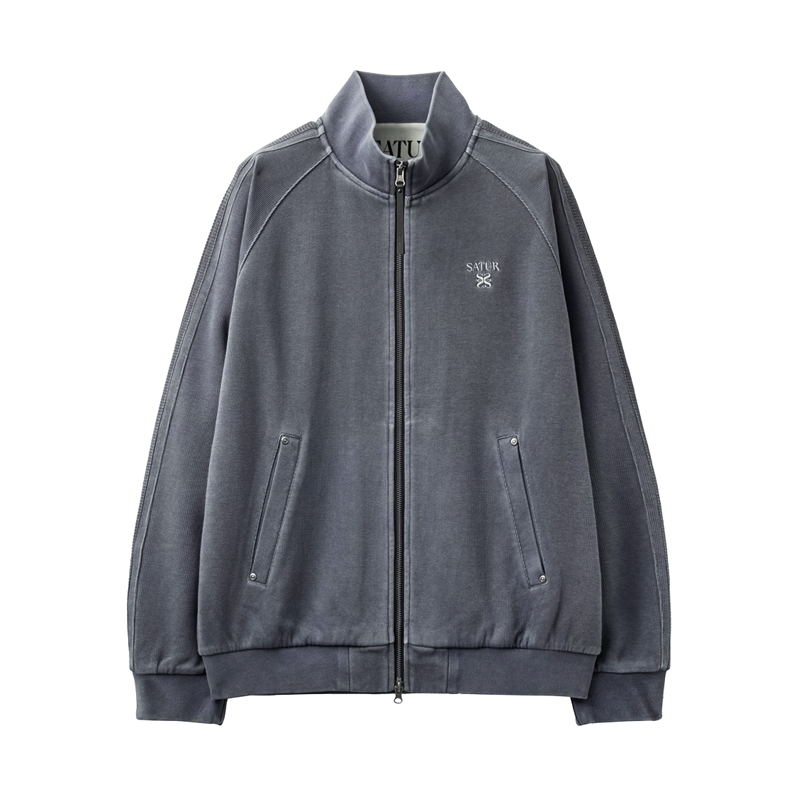 SA263UTJ03NVY0 SATUR Lawton Pigment Track Zip-up Jacket Navy