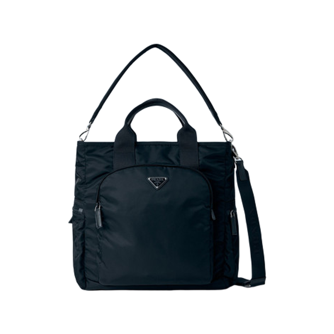 2VG136-2DMG-F0002 Prada Re-Nylon Triangle Logo Tote Bag Black