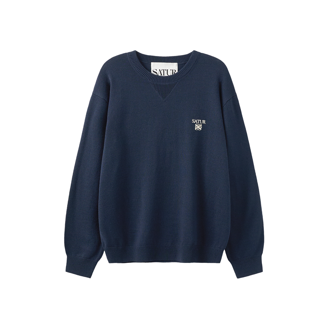SA263UKT13NVY0 SATUR Loren Basic Crewneck Knit Navy