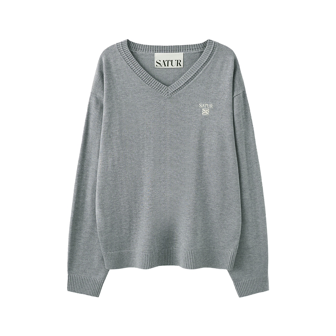 SA263UKT02MGY0 SATUR Loren V-neck Knit Melange Gray